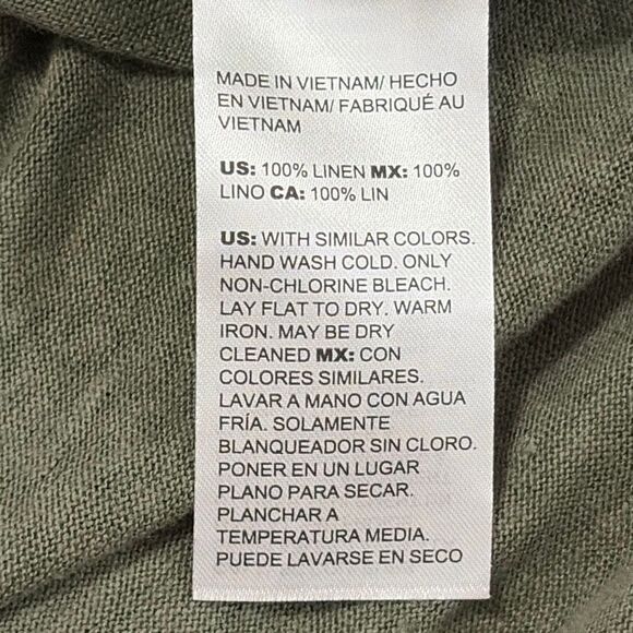 Chico’s Green V-Neck 3/4 Sleeve Linen Top Size 1 US Medium - Picture 7 of 7